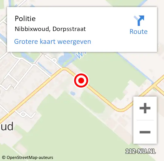 Locatie op kaart van de 112 melding: Politie Nibbixwoud, Dorpsstraat op 3 november 2014 20:27