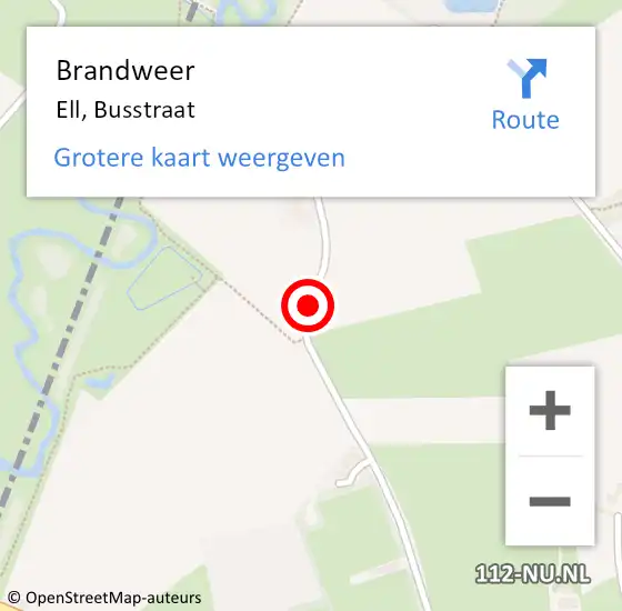 Locatie op kaart van de 112 melding: Brandweer Ell, Busstraat op 3 november 2014 21:56