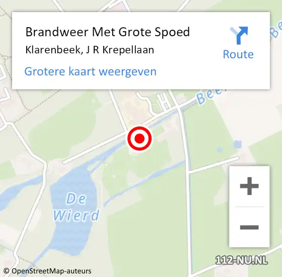 Locatie op kaart van de 112 melding: Brandweer Met Grote Spoed Naar Klarenbeek, J R Krepellaan op 3 november 2014 22:10