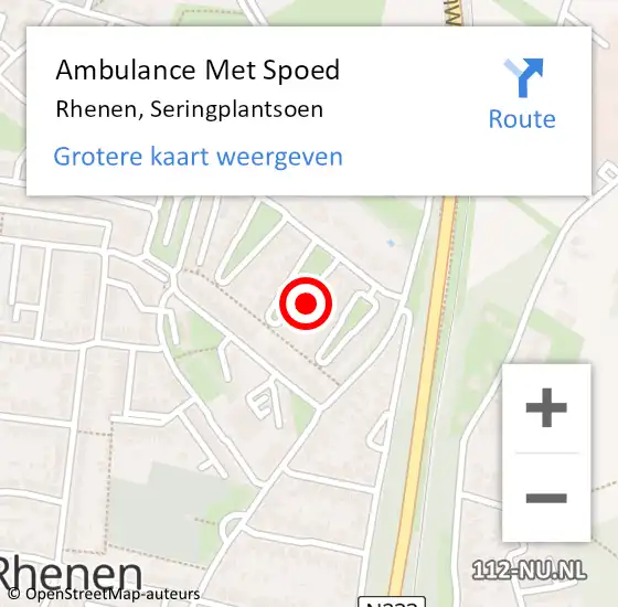 Locatie op kaart van de 112 melding: Ambulance Met Spoed Naar Rhenen, Seringplantsoen op 3 november 2014 22:17