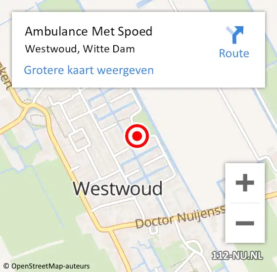 Locatie op kaart van de 112 melding: Ambulance Met Spoed Naar Westwoud, Witte Dam op 3 november 2014 23:14