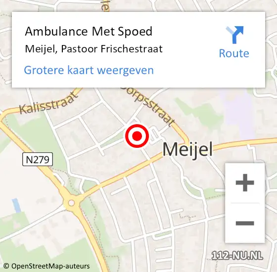 Locatie op kaart van de 112 melding: Ambulance Met Spoed Naar Meijel, Pastoor Frischestraat op 3 november 2014 23:19