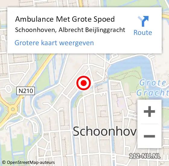 Locatie op kaart van de 112 melding: Ambulance Met Grote Spoed Naar Schoonhoven, Albrecht Beijlinggracht op 3 november 2014 23:53