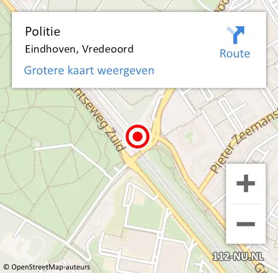 Locatie op kaart van de 112 melding: Politie Eindhoven, Vredeoord op 23 januari 2025 14:59