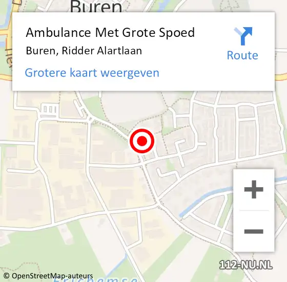 Locatie op kaart van de 112 melding: Ambulance Met Grote Spoed Naar Buren, Ridder Alartlaan op 19 oktober 2013 20:23