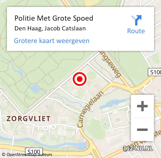 Locatie op kaart van de 112 melding: Politie Met Grote Spoed Naar Den Haag, Jacob Catslaan op 23 januari 2025 16:52