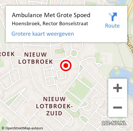 Locatie op kaart van de 112 melding: Ambulance Met Grote Spoed Naar Hoensbroek, Rector Bonselstraat op 4 november 2014 04:10