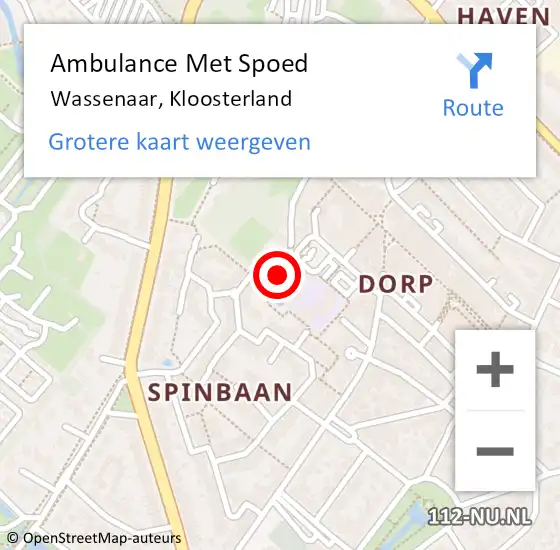 Locatie op kaart van de 112 melding: Ambulance Met Spoed Naar Wassenaar, Kloosterland op 24 januari 2025 02:04