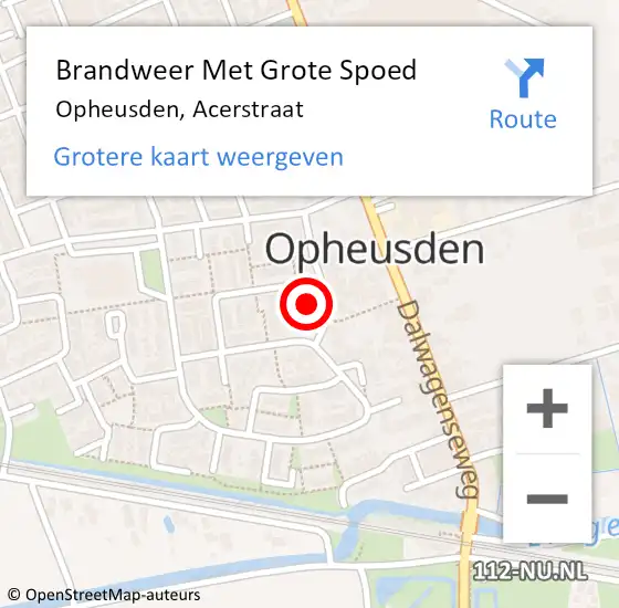 Locatie op kaart van de 112 melding: Brandweer Met Grote Spoed Naar Opheusden, Acerstraat op 4 november 2014 04:51