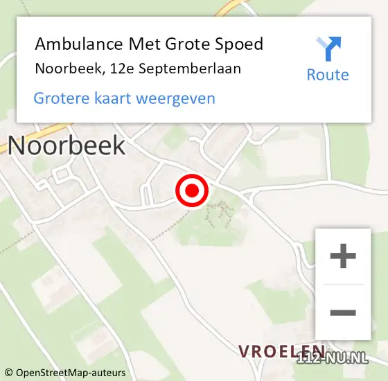 Locatie op kaart van de 112 melding: Ambulance Met Grote Spoed Naar Noorbeek, 12e Septemberlaan op 4 november 2014 05:48