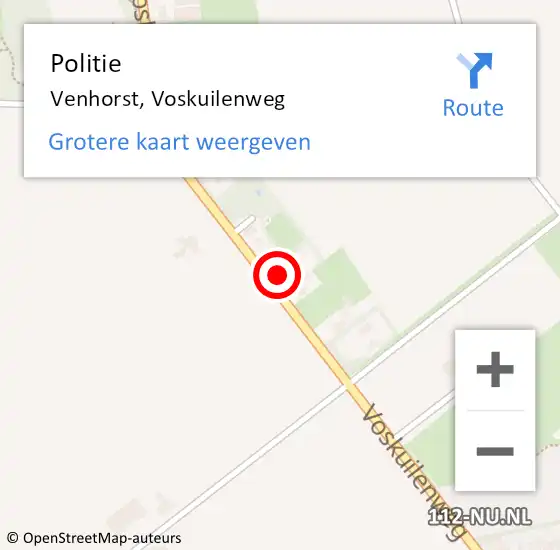 Locatie op kaart van de 112 melding: Politie Venhorst, Voskuilenweg op 24 januari 2025 08:08