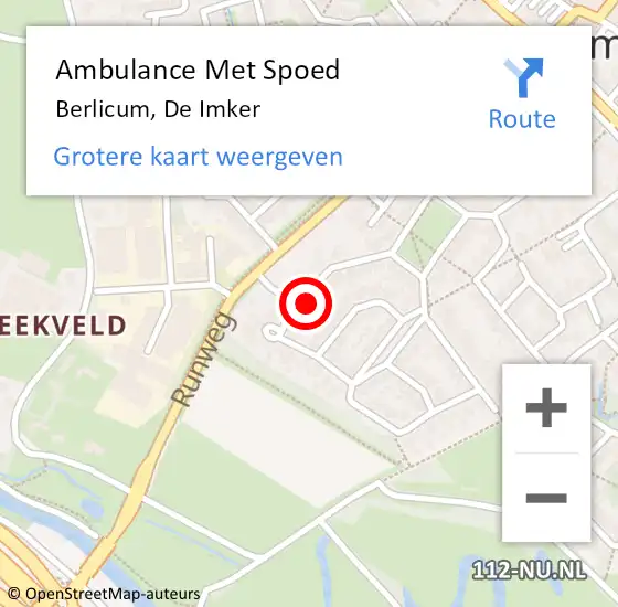 Locatie op kaart van de 112 melding: Ambulance Met Spoed Naar Berlicum, De Imker op 4 november 2014 06:26