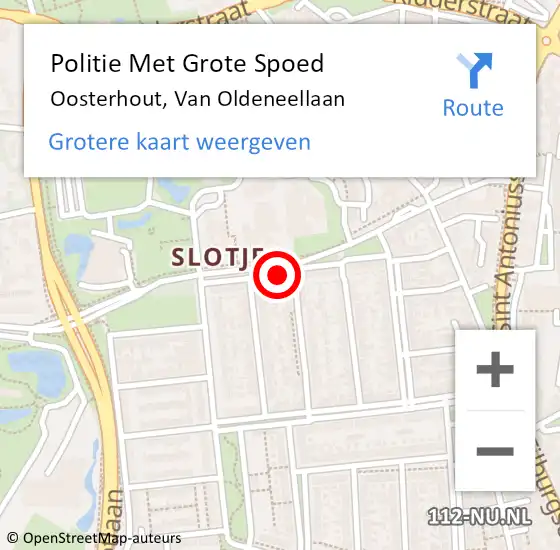 Locatie op kaart van de 112 melding: Politie Met Grote Spoed Naar Oosterhout, Van Oldeneellaan op 24 januari 2025 08:33