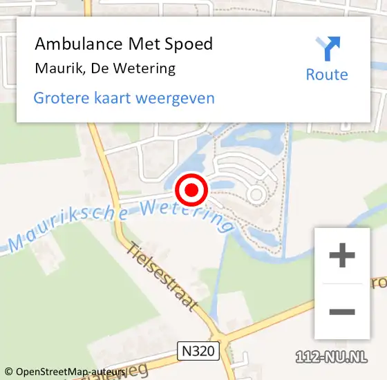 Locatie op kaart van de 112 melding: Ambulance Met Spoed Naar Maurik, De Wetering op 4 november 2014 07:11