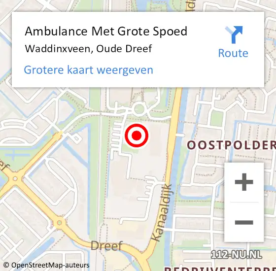 Locatie op kaart van de 112 melding: Ambulance Met Grote Spoed Naar Waddinxveen, Oude Dreef op 24 januari 2025 11:37