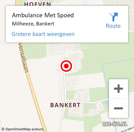 Locatie op kaart van de 112 melding: Ambulance Met Spoed Naar Milheeze, Bankert op 4 november 2014 08:23