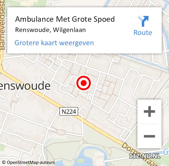 Locatie op kaart van de 112 melding: Ambulance Met Grote Spoed Naar Renswoude, Wilgenlaan op 4 november 2014 08:30