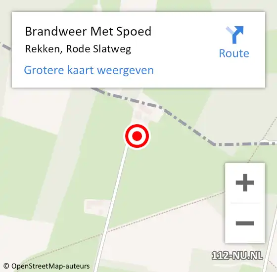 Locatie op kaart van de 112 melding: Brandweer Met Spoed Naar Rekken, Rode Slatweg op 4 november 2014 08:37