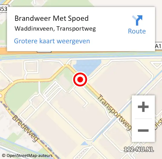 Locatie op kaart van de 112 melding: Brandweer Met Spoed Naar Waddinxveen, Transportweg op 10 september 2013 08:05