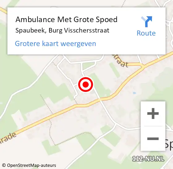 Locatie op kaart van de 112 melding: Ambulance Met Grote Spoed Naar Spaubeek, Burg Visschersstraat op 4 november 2014 08:41