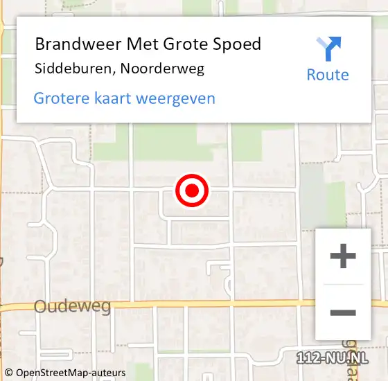 Locatie op kaart van de 112 melding: Brandweer Met Grote Spoed Naar Siddeburen, Noorderweg op 4 november 2014 08:42