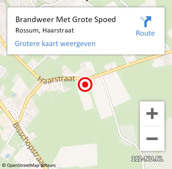 Locatie op kaart van de 112 melding: Brandweer Met Grote Spoed Naar Rossum, Haarstraat op 25 januari 2025 07:03