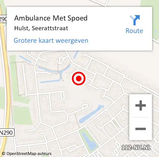 Locatie op kaart van de 112 melding: Ambulance Met Spoed Naar Hulst, Seerattstraat op 4 november 2014 09:11