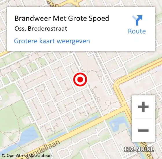 Locatie op kaart van de 112 melding: Brandweer Met Grote Spoed Naar Oss, Brederostraat op 25 januari 2025 08:23