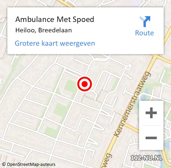 Locatie op kaart van de 112 melding: Ambulance Met Spoed Naar Heiloo, Breedelaan op 25 januari 2025 10:09