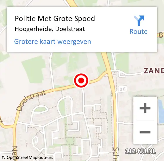 Locatie op kaart van de 112 melding: Politie Met Grote Spoed Naar Hoogerheide, Doelstraat op 25 januari 2025 10:24