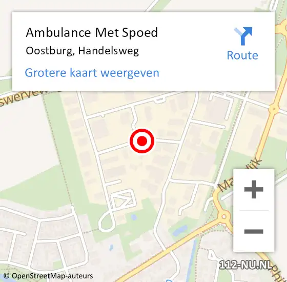 Locatie op kaart van de 112 melding: Ambulance Met Spoed Naar Oostburg, Handelsweg op 4 november 2014 09:22