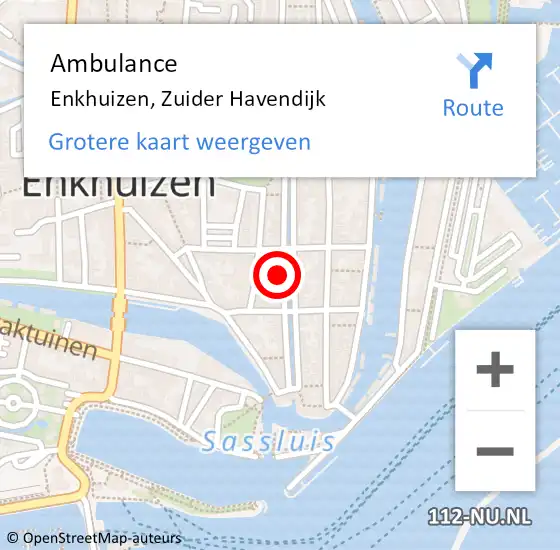 Locatie op kaart van de 112 melding: Ambulance Enkhuizen, Zuider Havendijk op 25 januari 2025 11:30