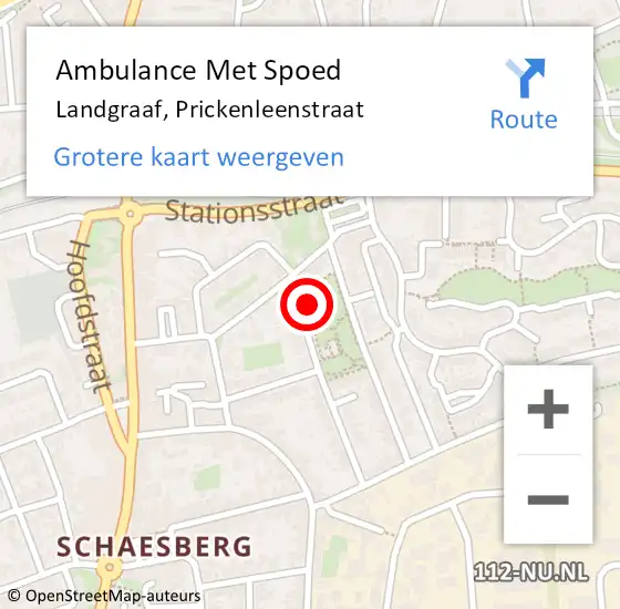 Locatie op kaart van de 112 melding: Ambulance Met Spoed Naar Landgraaf, Prickenleenstraat op 4 november 2014 09:31