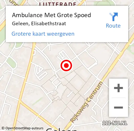 Locatie op kaart van de 112 melding: Ambulance Met Grote Spoed Naar Geleen, Elisabethstraat op 4 november 2014 09:33