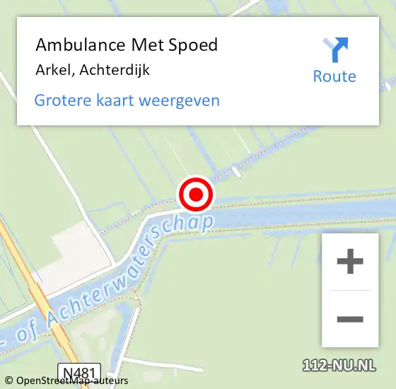Locatie op kaart van de 112 melding: Ambulance Met Spoed Naar Arkel, Achterdijk op 25 januari 2025 14:58