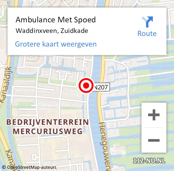Locatie op kaart van de 112 melding: Ambulance Met Spoed Naar Waddinxveen, Zuidkade op 25 januari 2025 15:31