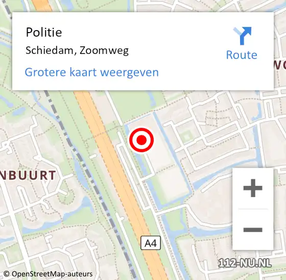 Locatie op kaart van de 112 melding: Politie Schiedam, Zoomweg op 25 januari 2025 17:14