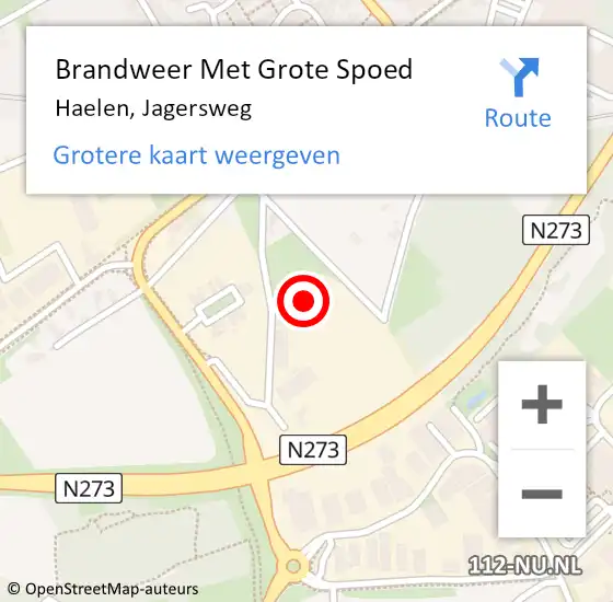 Locatie op kaart van de 112 melding: Brandweer Met Grote Spoed Naar Haelen, Jagersweg op 25 januari 2025 17:29