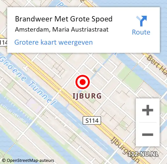 Locatie op kaart van de 112 melding: Brandweer Met Grote Spoed Naar Amsterdam, Maria Austriastraat op 25 januari 2025 18:06