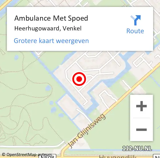 Locatie op kaart van de 112 melding: Ambulance Met Spoed Naar Heerhugowaard, Venkel op 25 januari 2025 18:11