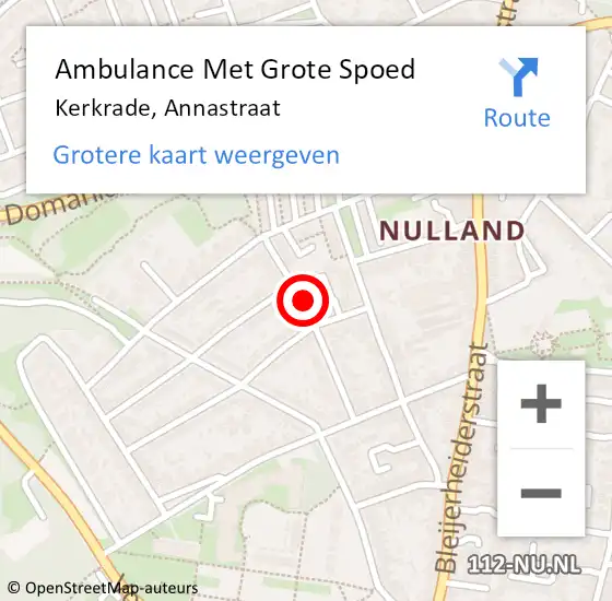 Locatie op kaart van de 112 melding: Ambulance Met Grote Spoed Naar Kerkrade, Annastraat op 19 oktober 2013 20:57