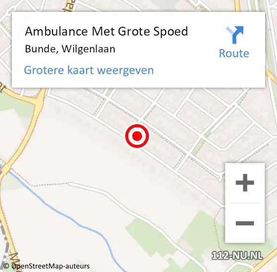 Locatie op kaart van de 112 melding: Ambulance Met Grote Spoed Naar Bunde, Wilgenlaan op 4 november 2014 10:15