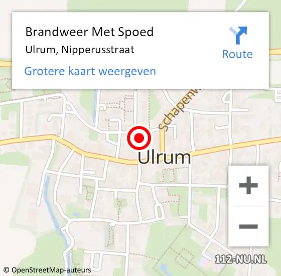 Locatie op kaart van de 112 melding: Brandweer Met Spoed Naar Ulrum, Nipperusstraat op 25 januari 2025 22:59