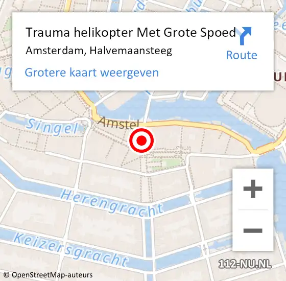 Locatie op kaart van de 112 melding: Trauma helikopter Met Grote Spoed Naar Amsterdam, Halvemaansteeg op 26 januari 2025 03:36