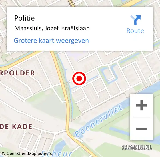 Locatie op kaart van de 112 melding: Politie Maassluis, Jozef Israëlslaan op 26 januari 2025 10:27