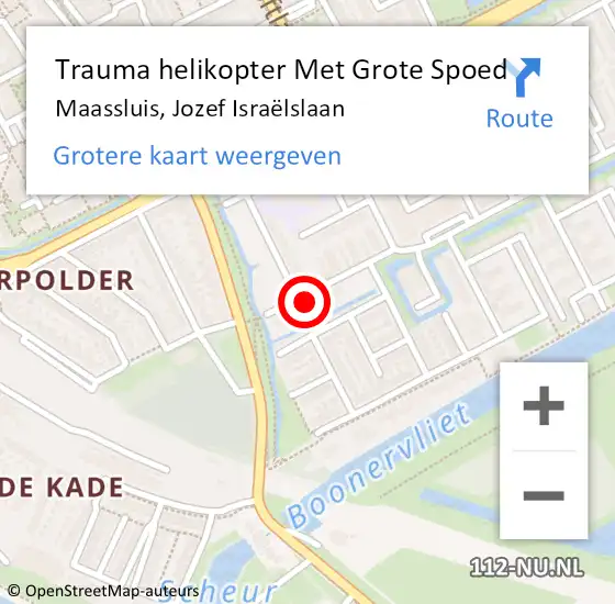 Locatie op kaart van de 112 melding: Trauma helikopter Met Grote Spoed Naar Maassluis, Jozef Israëlslaan op 26 januari 2025 10:28