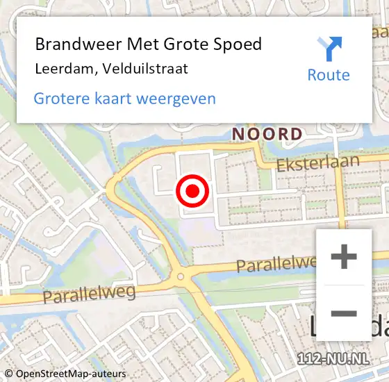 Locatie op kaart van de 112 melding: Brandweer Met Grote Spoed Naar Leerdam, Velduilstraat op 26 januari 2025 10:47