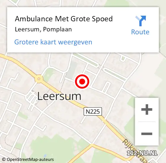 Locatie op kaart van de 112 melding: Ambulance Met Grote Spoed Naar Leersum, Pomplaan op 19 oktober 2013 21:06