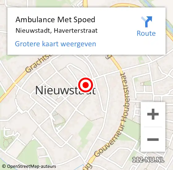 Locatie op kaart van de 112 melding: Ambulance Met Spoed Naar Nieuwstadt, Haverterstraat op 4 november 2014 11:39