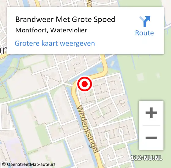 Locatie op kaart van de 112 melding: Brandweer Met Grote Spoed Naar Montfoort, Waterviolier op 26 januari 2025 19:09